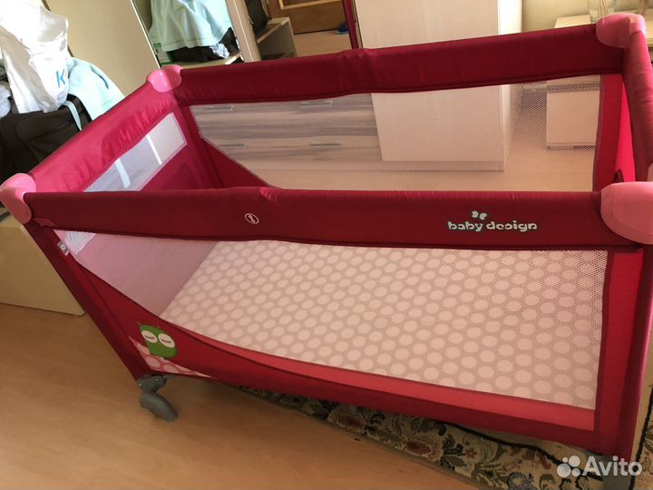 Манеж кровать baby design с матрасом 2 уровня