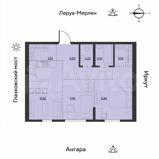 1-к. квартира, 59,5 м², 17/19 эт.