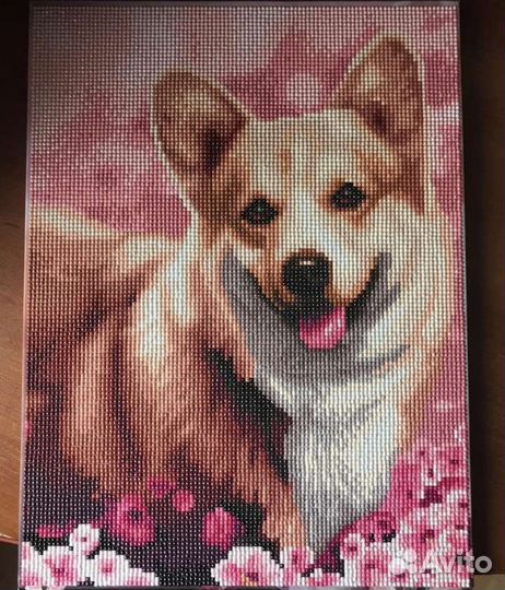 Алмазная мозаика на подрамнике 30*40 Корги