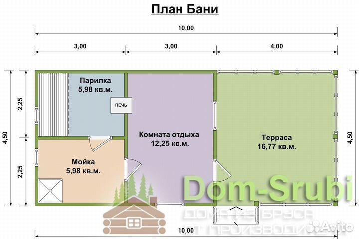 Щёкино. Надёжная Баня из бруса Б-34 (4.5х10)