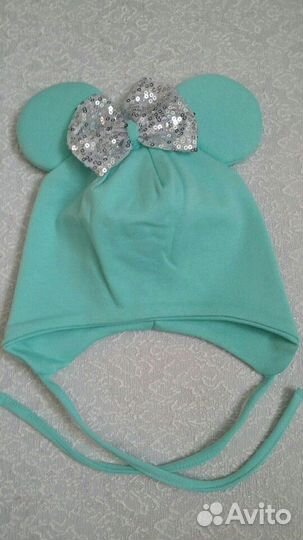 Трикотажная шапка на завязках 46-50