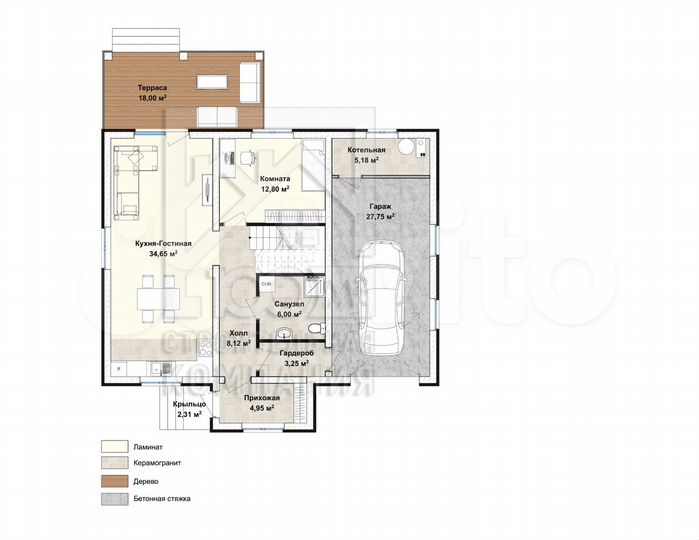 Коттедж 188 м² на участке 6,9 сот.