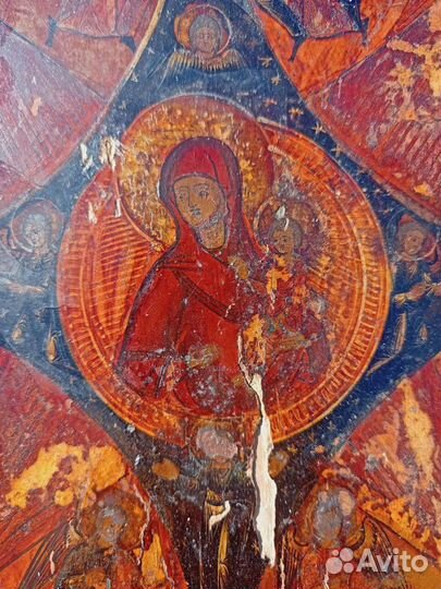 Старинная икона Неопалимая Купина От пожара