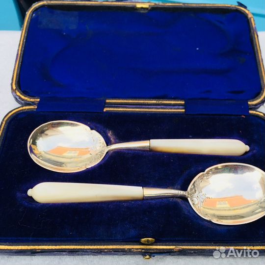 Антик 1906 год Серебро Англия перламутр Ложки
