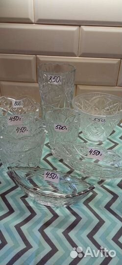 Хрустальные вазы. Салатник, конфетница, ладья СССР