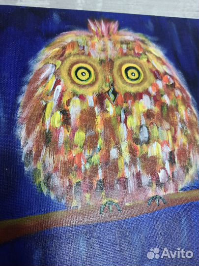 Картина, акрил. Сова. Совушка. Мудрая Совунья