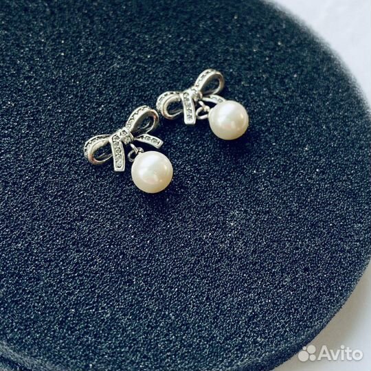 Pandora серьги бантики и кольцо