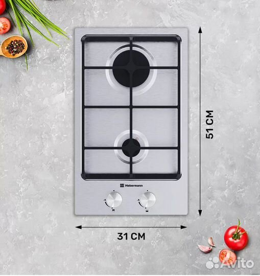 Новая газовая варочная панель Hebermann hbgs 302.1