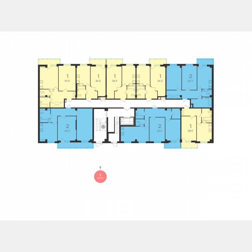 2-к. квартира, 67,8 м², 1/10 эт.