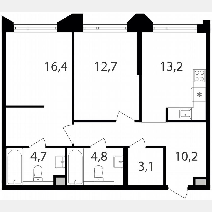 2-к. квартира, 65,1 м², 6/17 эт.