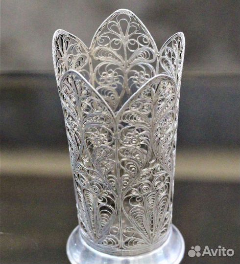 Вазочка салфетница Скань Зернь СССР 11 см