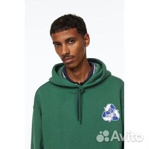 Толстовка H&M Relaxed Fit Printed Earth, зеленый