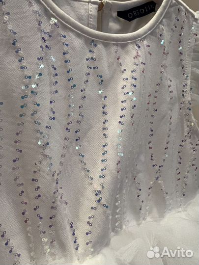 Платье снежинки белое праздничное 110