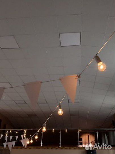 Гирлянда ретро белая 15м. Аренда