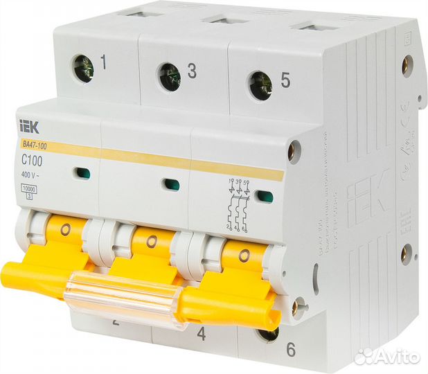 Автоматический выключатель ва47-100 3P C100 А 10 к