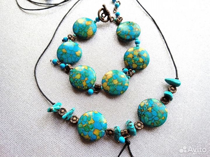 Бирюзовое наваждение Колье браслет Бирюза Варисцит