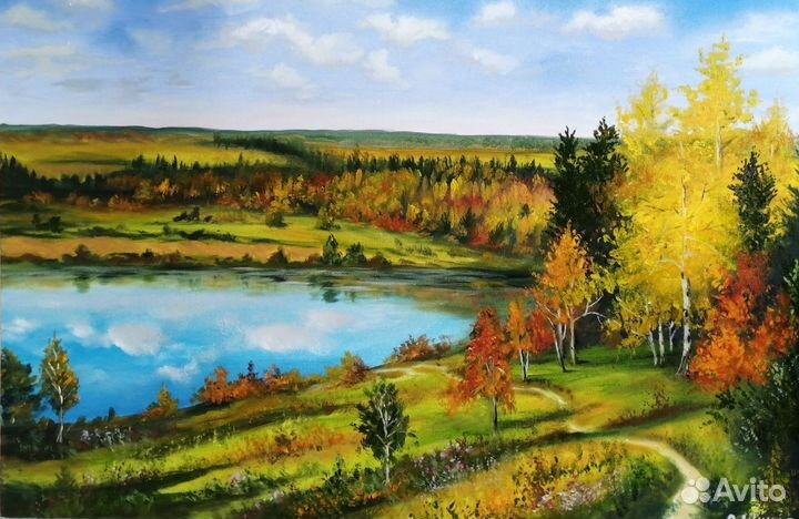 Осенний пейзаж. Холст на картоне/масло/лак 50х70