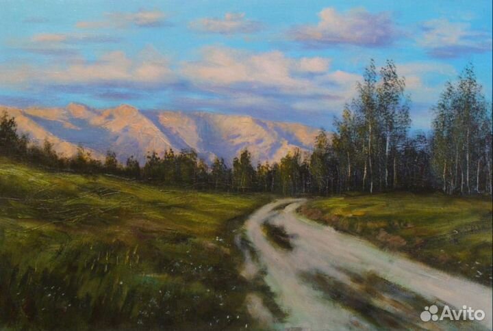 Картина маслом. пейзаж. Вечер