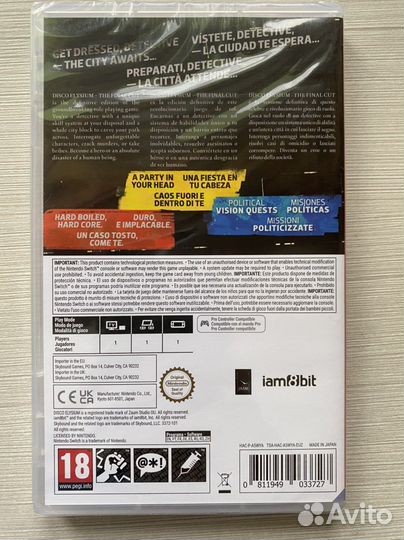 Disco Elysium The Final Cut для Nintendo Switch