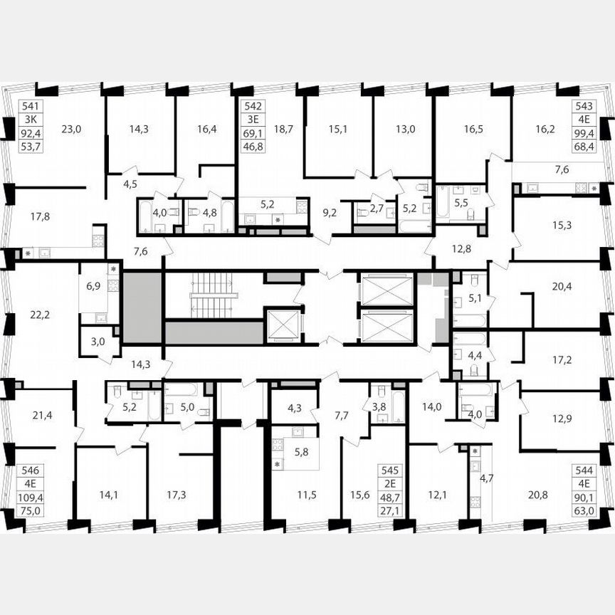 3-к. квартира, 109,4 м², 19/25 эт.