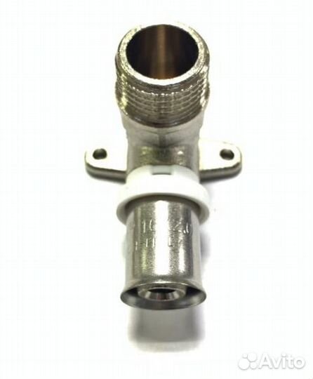 Пресс-фитинг – угольник с креплением (водорозетка) с наружной резьбой (никелированный) 16 х 1/2