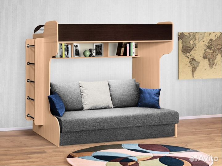 Двухъярусная кровать с диваном