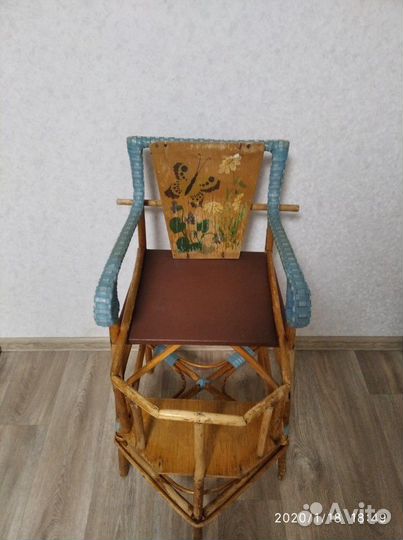 Стульчик для кормления из лозы, крафт, винтаж