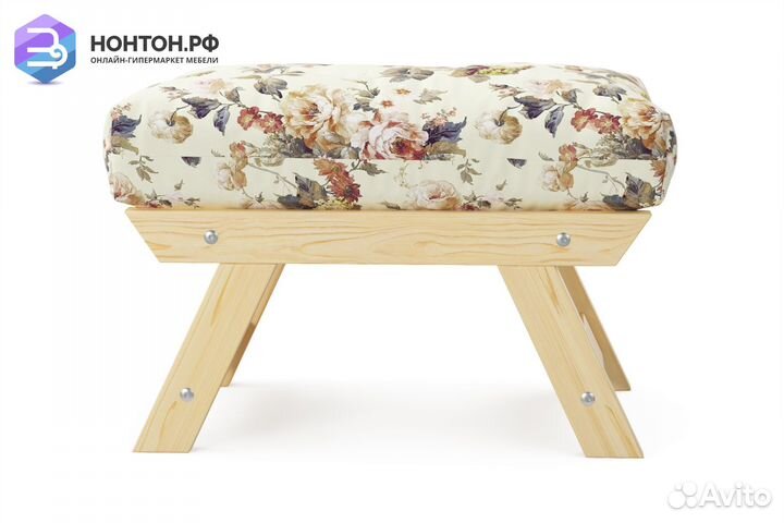 Пуф Амбер желтый с цветами