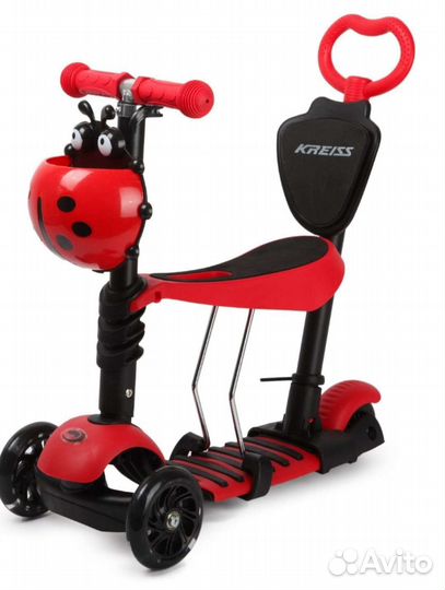 Самокат трехколесный Kreiss 5в 1 Красный новый