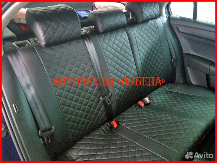 Чехлы Skoda Fabia из экокожи чёрные Ромб