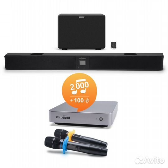 Караоке комплект EvoBox+EvoSound Bar+Микрофоны SE
