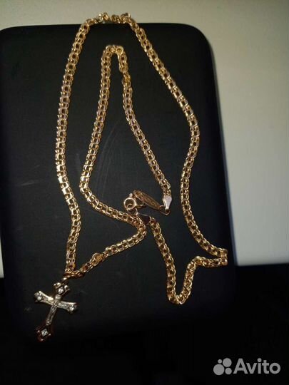 Цепь золотая женская с крестиком