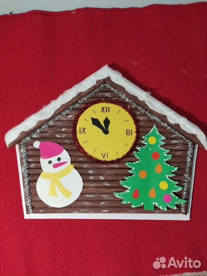Новогодняя поделка в садик. домик часы