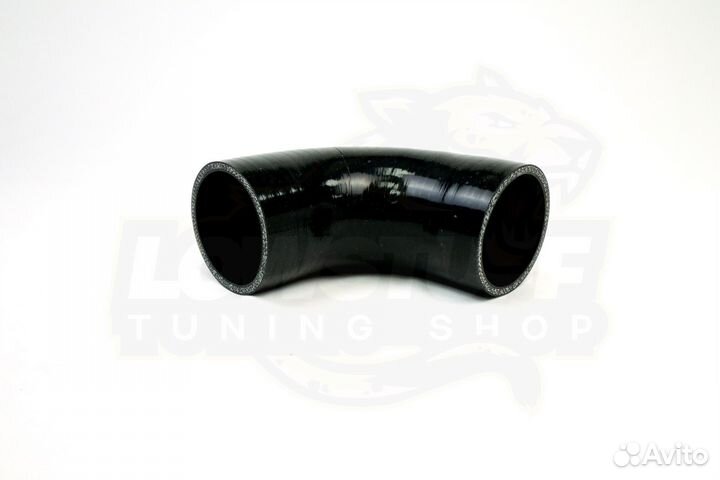 Патрубок силиконовый 90 град 63мм длина 100мм стенка 5мм черный