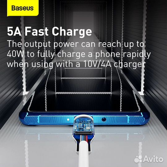 40W (5А) Huawei SuperCharge кабель
