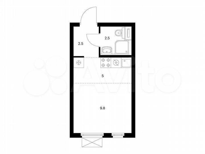 Квартира-студия, 19,8 м², 19/25 эт.