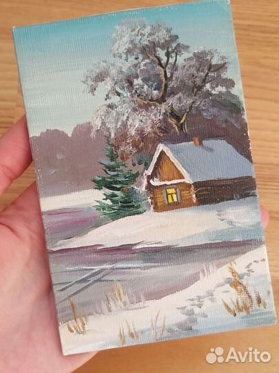 Картина маслом 10 15 зима