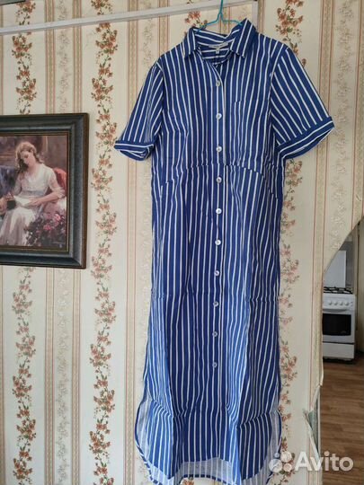 Платье-рубашка лен xs