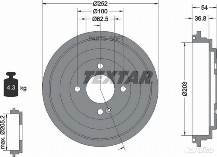 Textar 94046700 Барабан тормозной зад