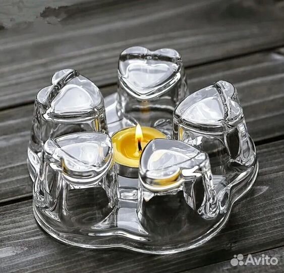 Подставка стеклянная для чайника со свечой