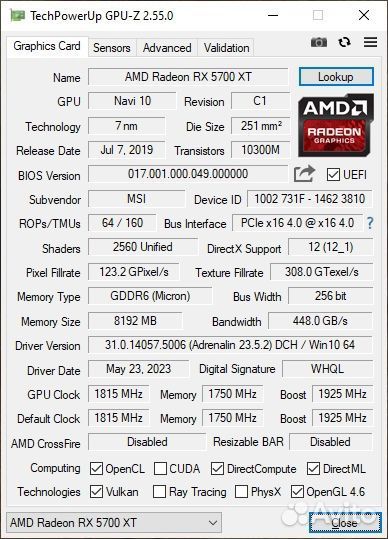 Видеокарта rx 5700xt 8gb