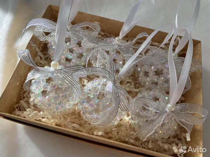 Новогодние шары из бусин ручной работы