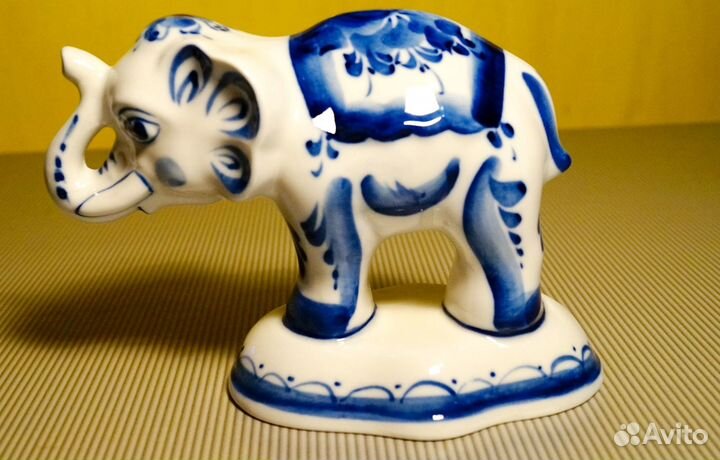 Гжель Слон Цирк Фарфор Фигурка Статуэтка