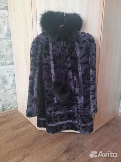 Шуба мутоновая с капюшоном 46 48