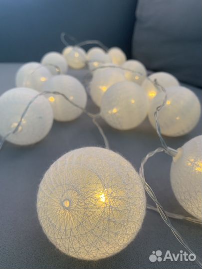 Гирлянда шарики нитка на батарейках 3 м светодиод