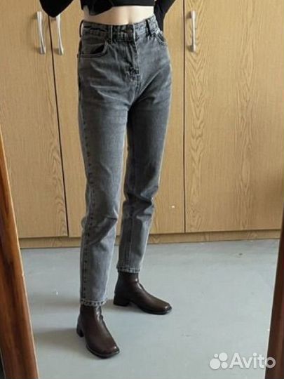 Джинсы серые зауженные
