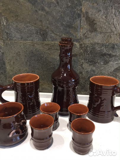 Набор керамический: графин, кружки, стопки