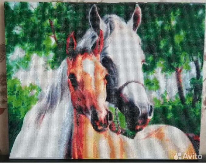 Алмазная мозаика на подрамнике 40*50 Лошади