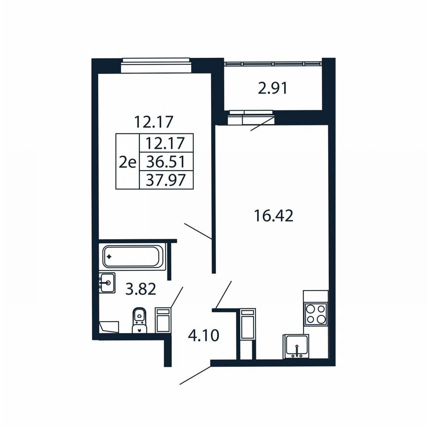 1-к. квартира, 39,4 м², 8/12 эт.