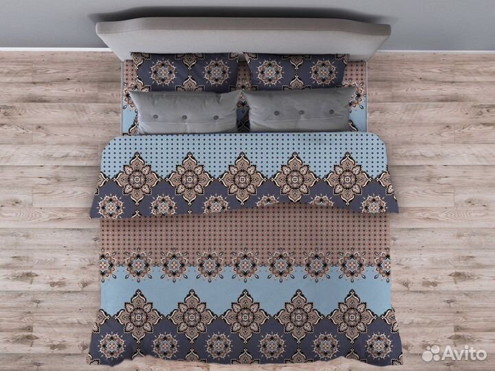 Постельное евро,Галтекс Марокко голубой